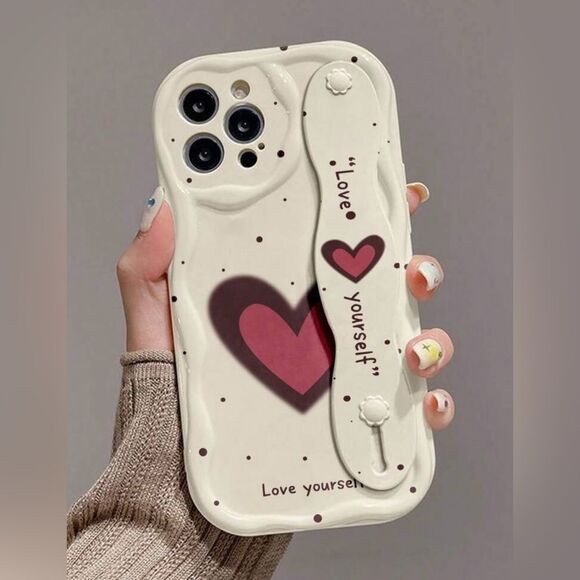 Minimalistic “Love Yourself” iPhone 16 Pro Max Case with Grip Strap - Picture 3 of 6